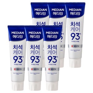 메디안 국내 제조 치석케어 화이트 치약, 120g, 6개