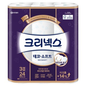 크리넥스 3겹 천연펄프 데코 앤 소프트 화장지, 34m, 24개입, 1개
